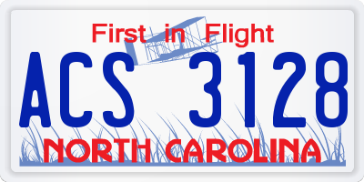 NC license plate ACS3128