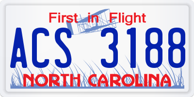 NC license plate ACS3188