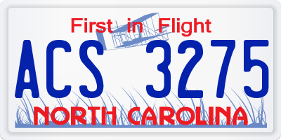 NC license plate ACS3275