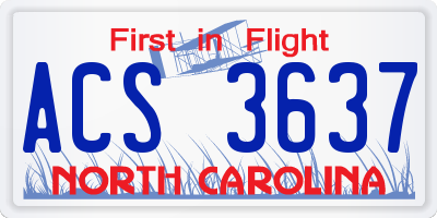 NC license plate ACS3637