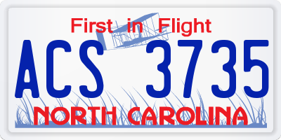 NC license plate ACS3735