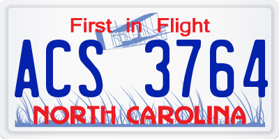 NC license plate ACS3764
