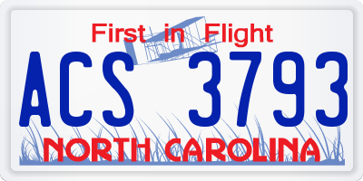 NC license plate ACS3793