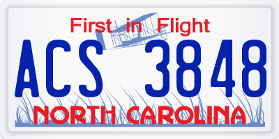 NC license plate ACS3848