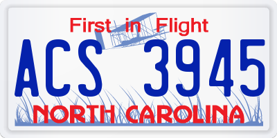 NC license plate ACS3945
