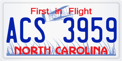 NC license plate ACS3959