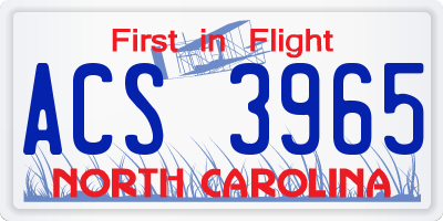 NC license plate ACS3965