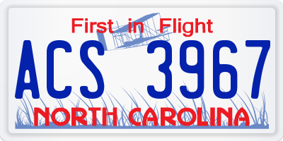 NC license plate ACS3967