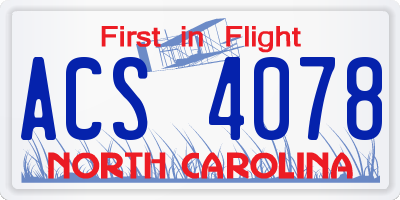 NC license plate ACS4078