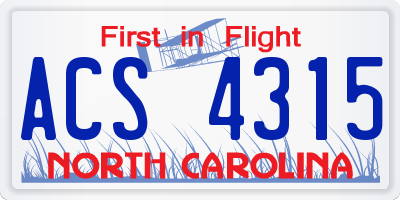 NC license plate ACS4315