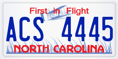 NC license plate ACS4445