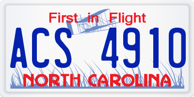 NC license plate ACS4910