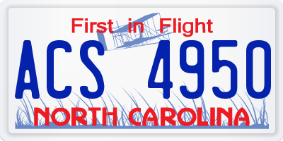 NC license plate ACS4950