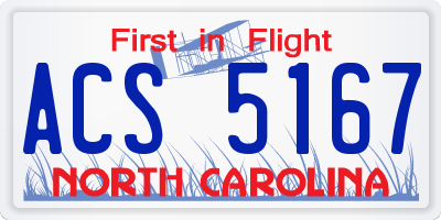 NC license plate ACS5167