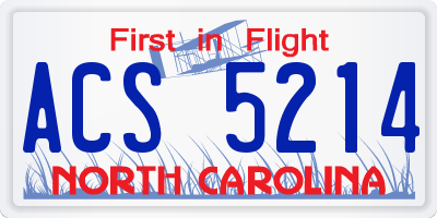 NC license plate ACS5214