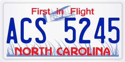 NC license plate ACS5245