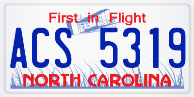 NC license plate ACS5319