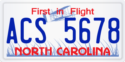 NC license plate ACS5678