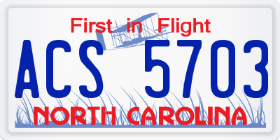 NC license plate ACS5703