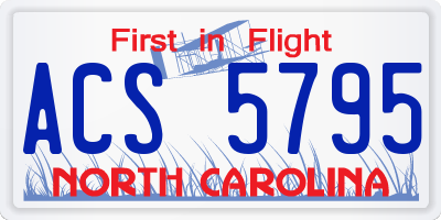 NC license plate ACS5795