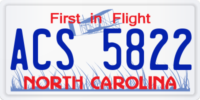NC license plate ACS5822