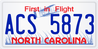 NC license plate ACS5873