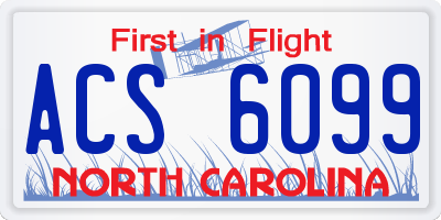 NC license plate ACS6099