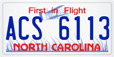 NC license plate ACS6113