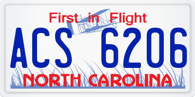 NC license plate ACS6206