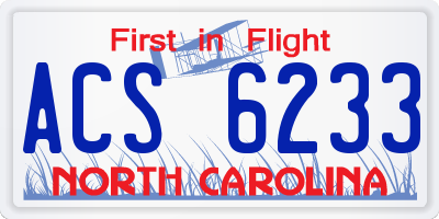 NC license plate ACS6233