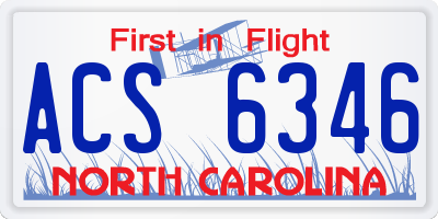 NC license plate ACS6346