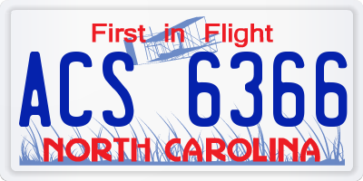 NC license plate ACS6366