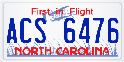 NC license plate ACS6476