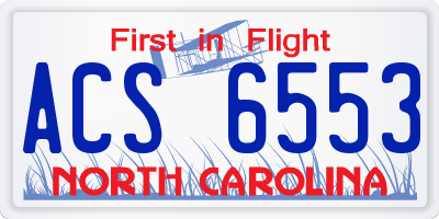 NC license plate ACS6553