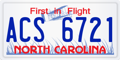 NC license plate ACS6721
