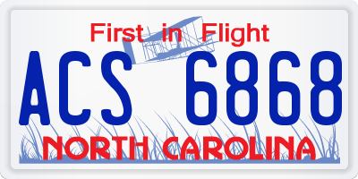 NC license plate ACS6868