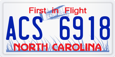 NC license plate ACS6918