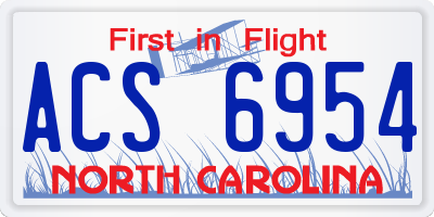 NC license plate ACS6954