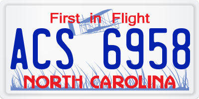 NC license plate ACS6958