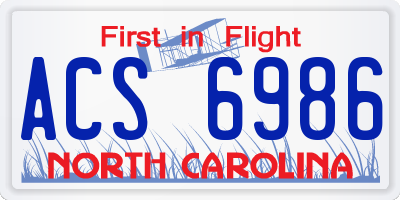 NC license plate ACS6986