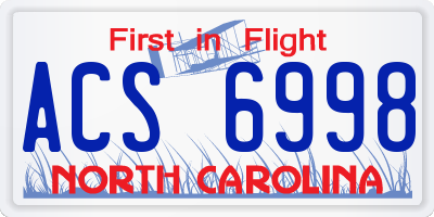 NC license plate ACS6998