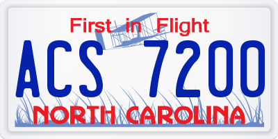 NC license plate ACS7200