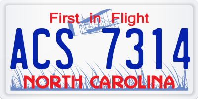 NC license plate ACS7314