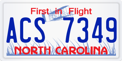 NC license plate ACS7349