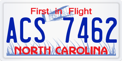 NC license plate ACS7462