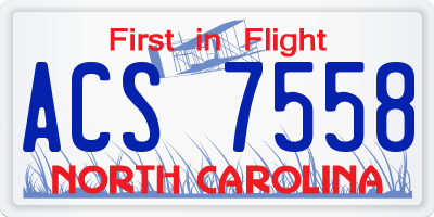 NC license plate ACS7558