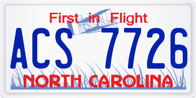 NC license plate ACS7726