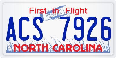 NC license plate ACS7926