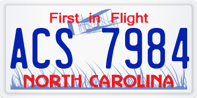 NC license plate ACS7984