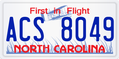NC license plate ACS8049